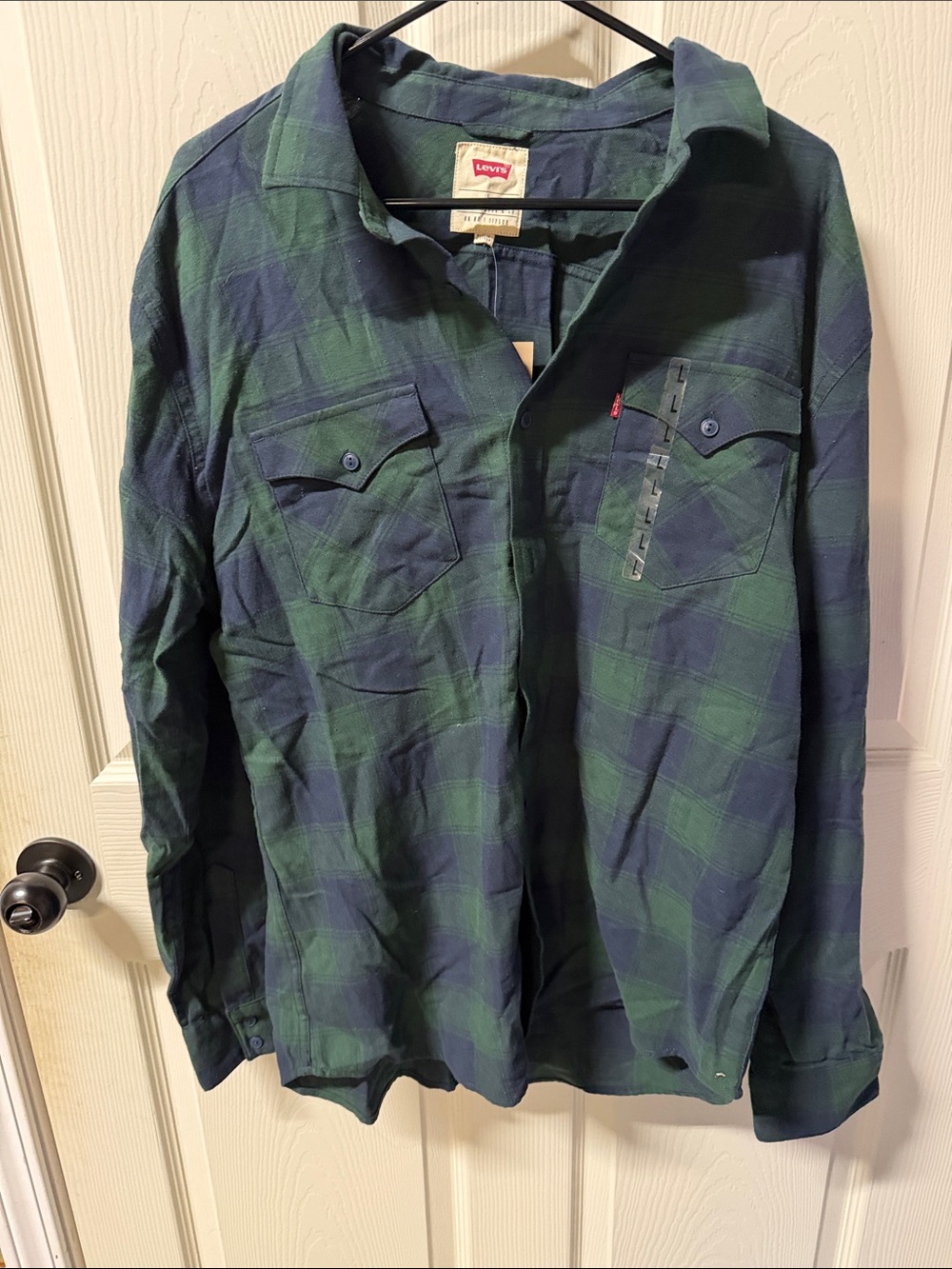 Levi's Men's Green & Navy Plaid Shirt Jacket